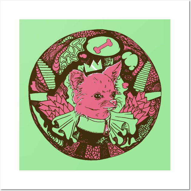 Pink Mint Circle of the Chihuahua Wall Art by kenallouis